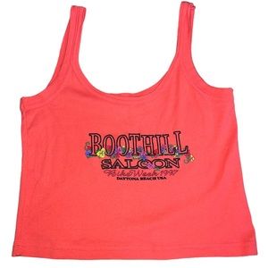 vintage 1997 y2k glam boot hill salon daytona beach bike week biker crop tank
